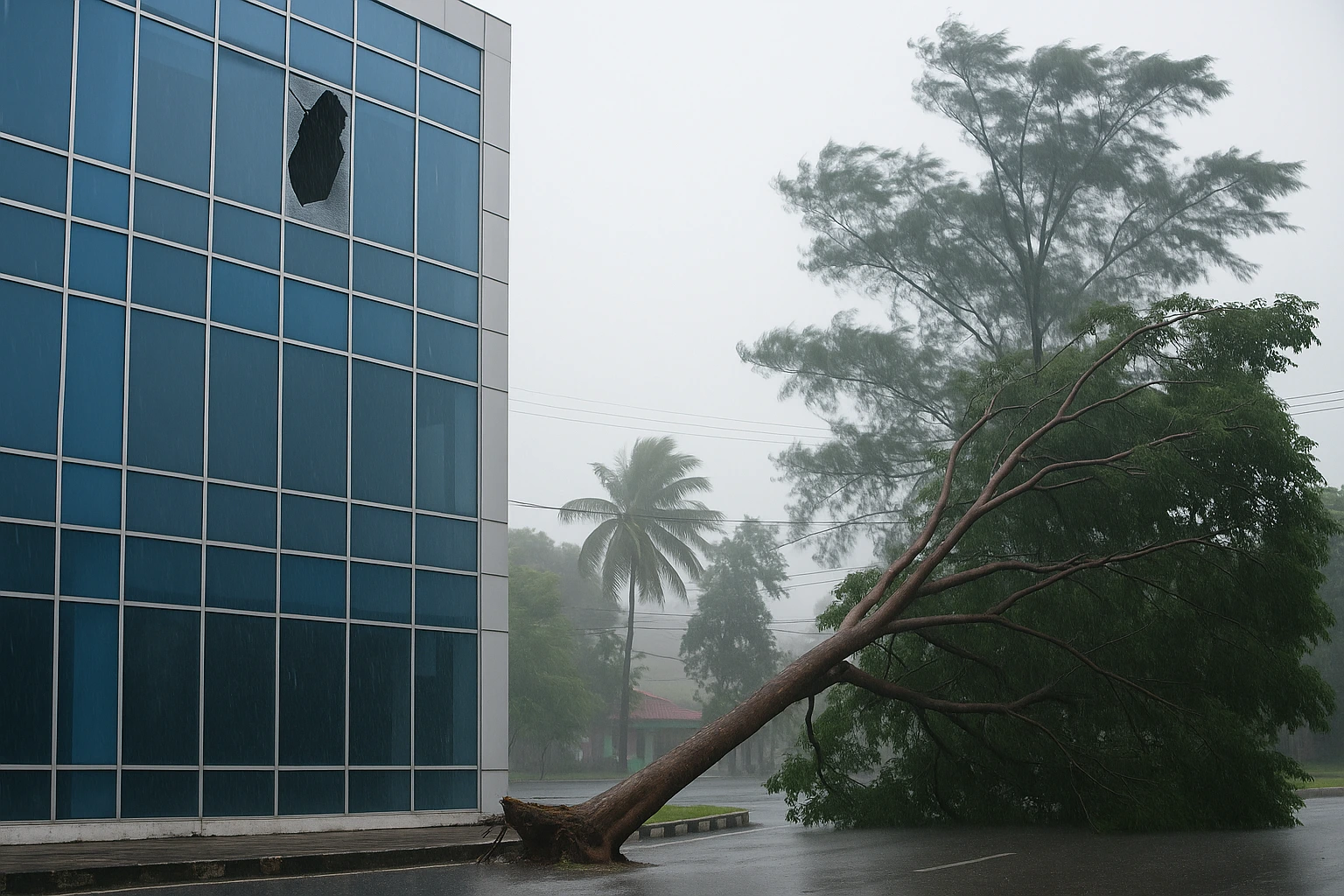 Hujan Angin Disertai Badai Rusak Gedung Pemerintah dan Tumbangkan Pohon di Tanjungpinang