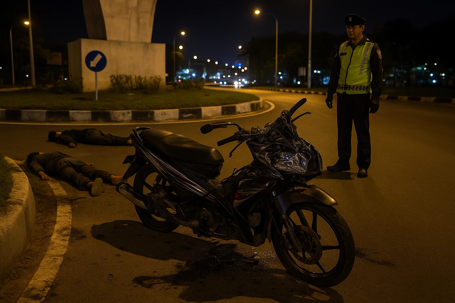 Kecelakaan Maut Bundaran Dompak Tanjungpinang, Dua Pengendara Tewas Usai Motor Tabrak Beton Saat Dini Hari