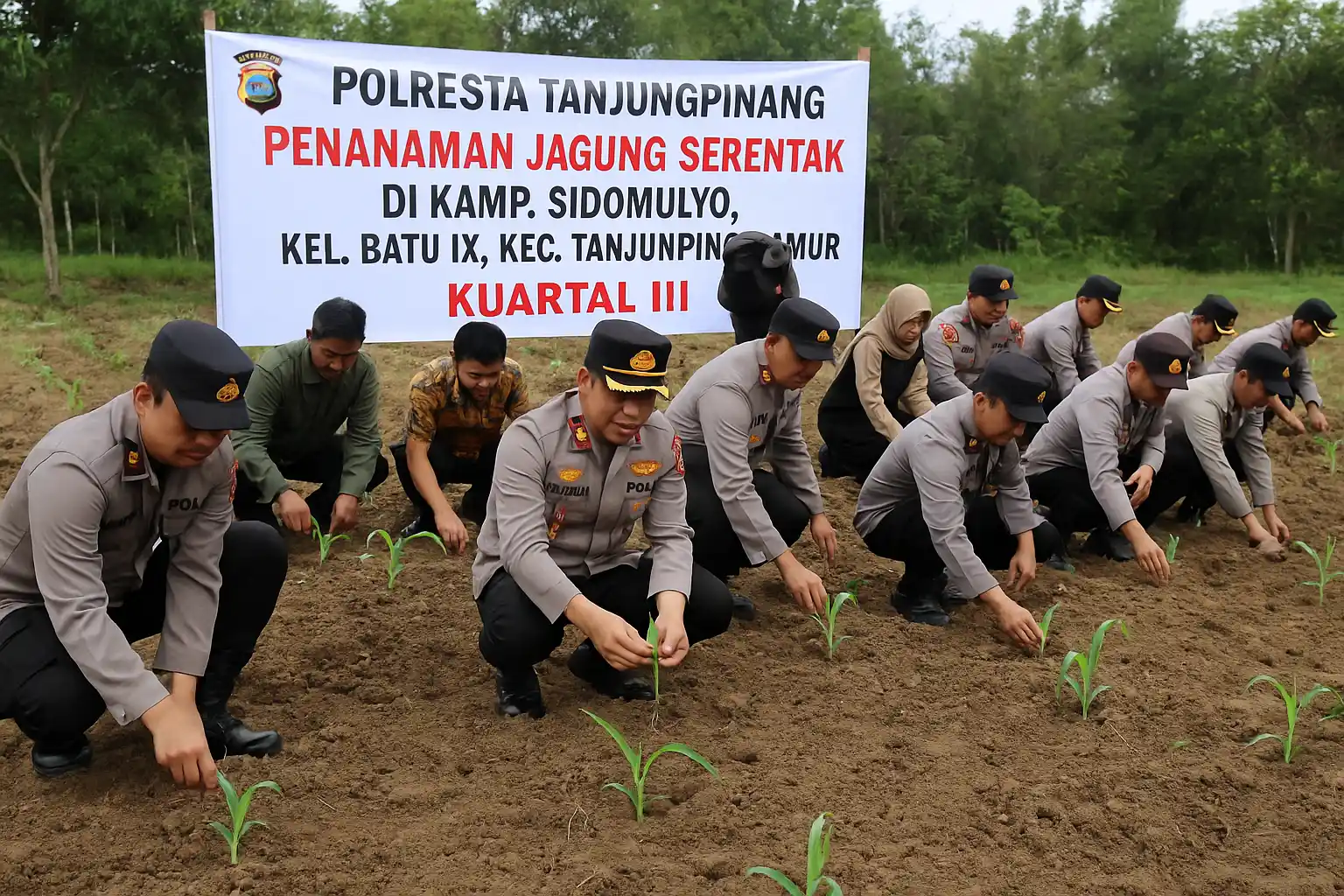 Polresta Tanjungpinang Tanam Jagung Serentak Kuartal III