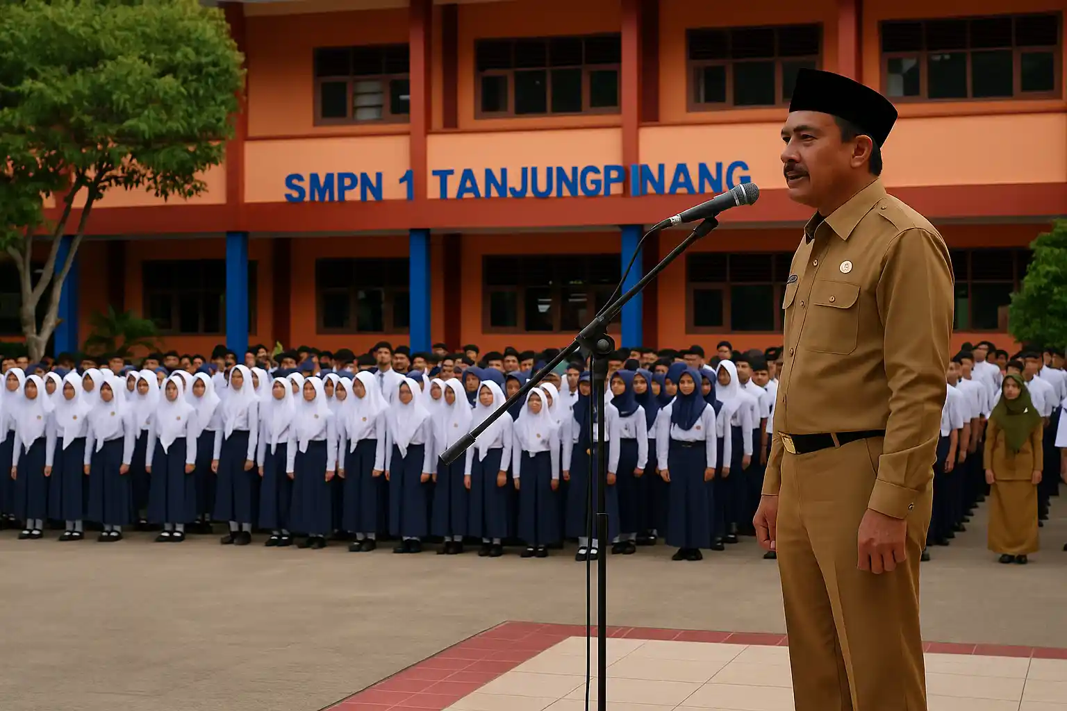 Raja Ariza Pimpin Upacara Ajaran Baru di SMPN 1 Tanjungpinang