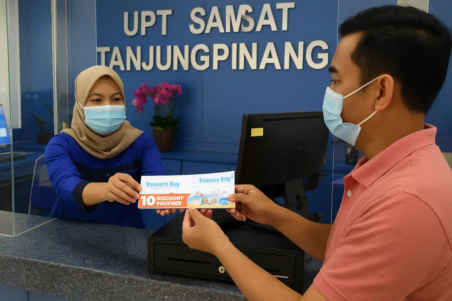 Samsat Tanjungpinang Bagikan Voucher Wisata untuk Wajib Pajak