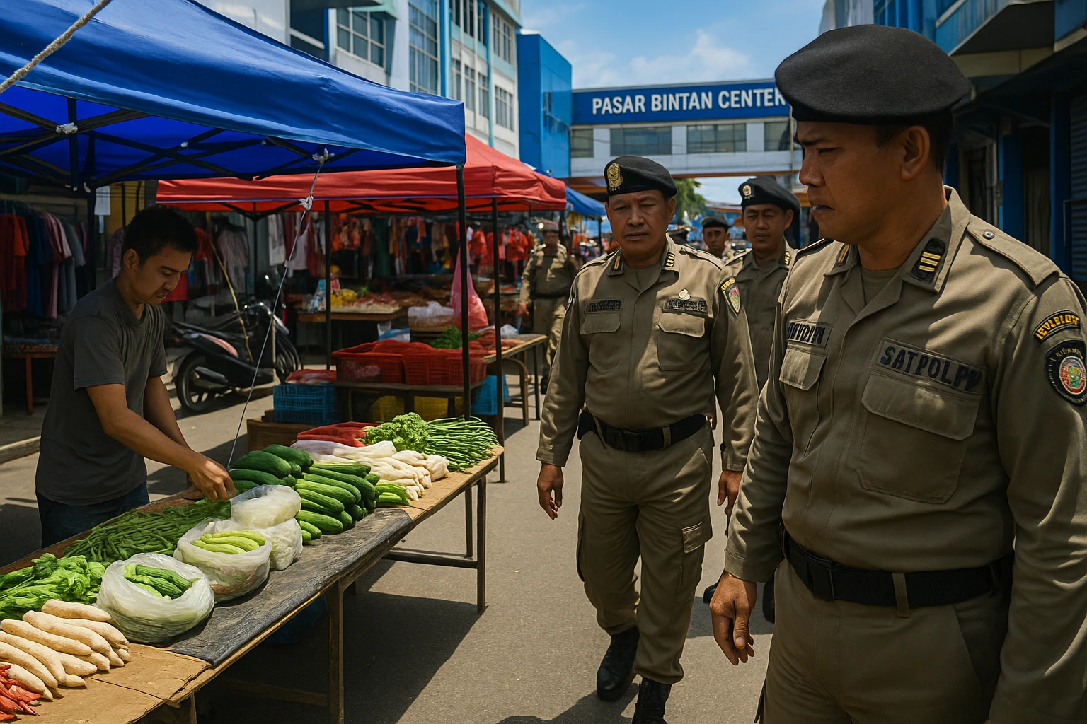 Satpol PP Tanjungpinang Tertibkan PKL di Pasar Bintan Center