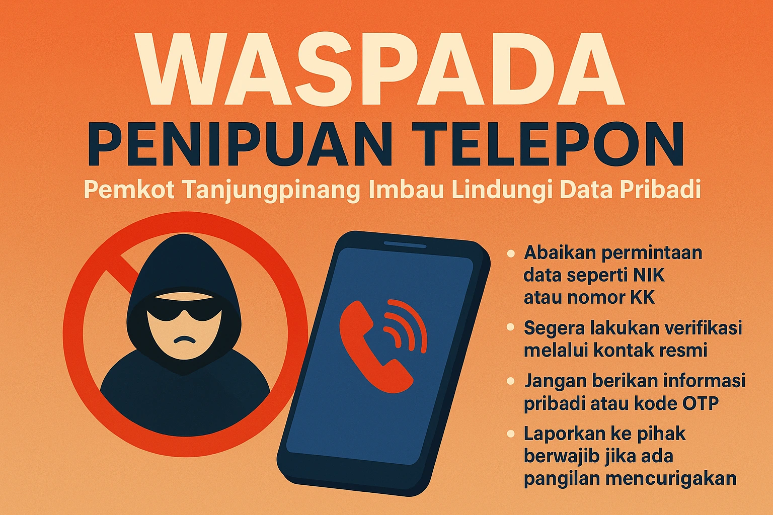 Waspada Penipuan Telepon, Pemko Tanjungpinang Imbau Warga Lindungi Data Pribadi