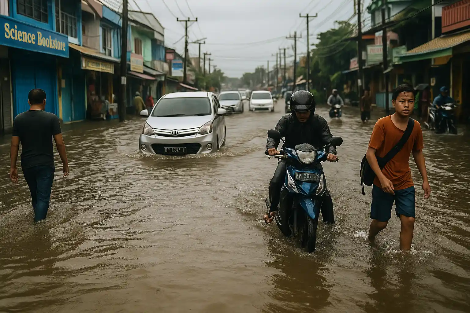 Banjir Jalan Tanjungpinang Ganggu Aktivitas Warga