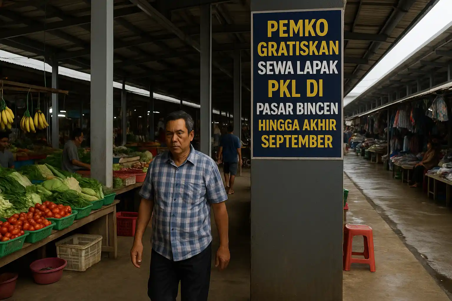 Pemko Gratiskan Sewa Lapak PKL di Pasar Bincen Hingga September