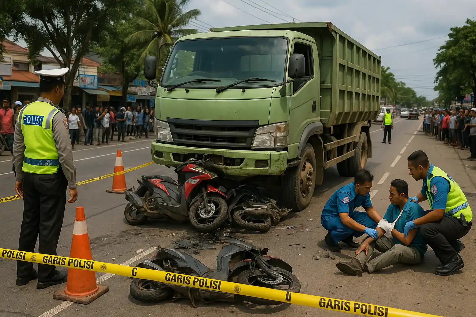 Kecelakaan Truk Tanjungpinang Dua Motor Terseret