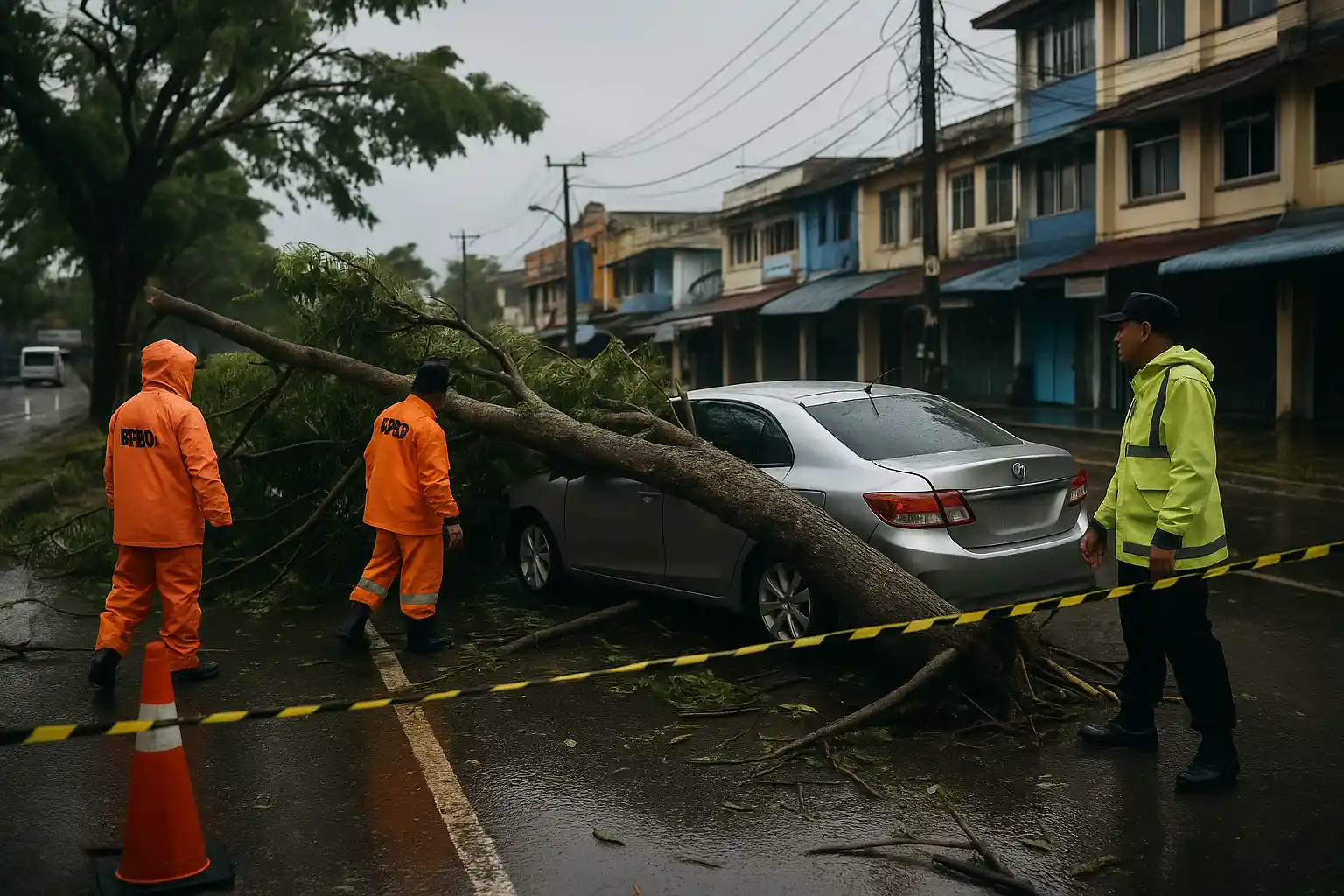 Pohon Tumbang Tanjungpinang Timpa Mobil Parkir