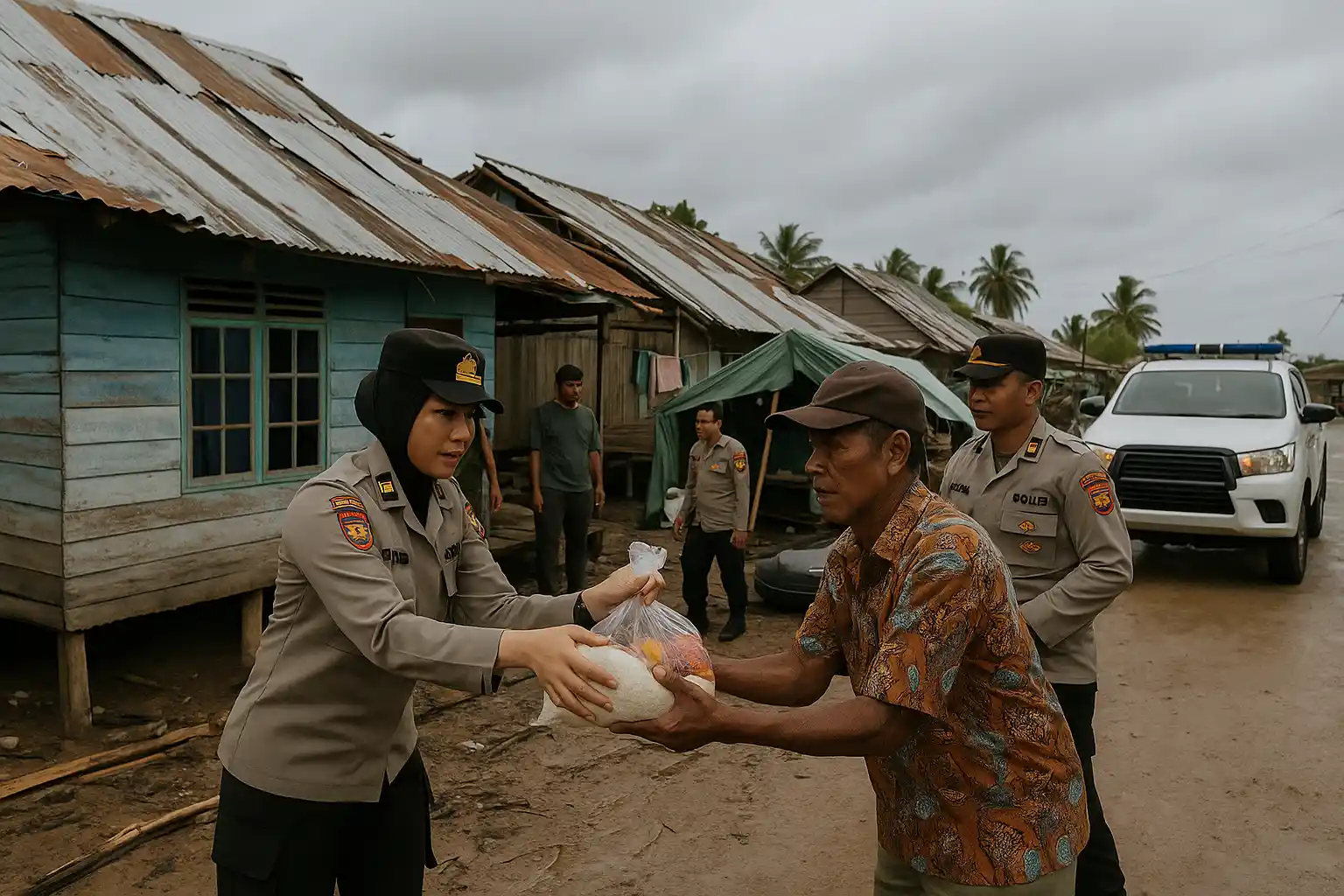 Bantuan Korban Angin Kencang dari Kapolres Bintan