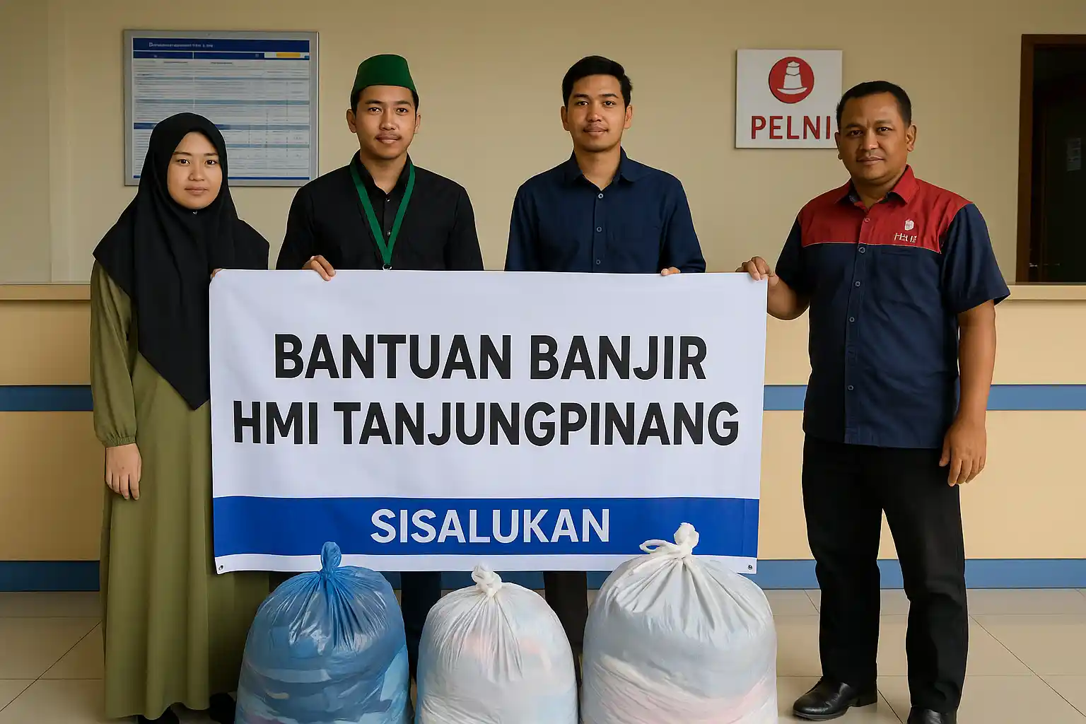 Bantuan Banjir HMI Tanjungpinang Disalurkan Lewat Pelni