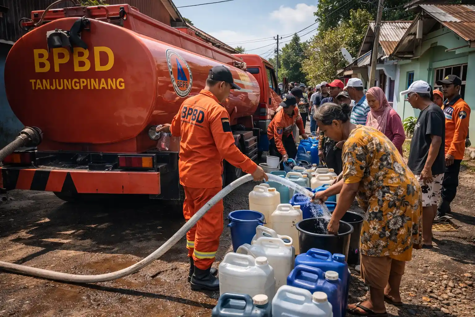 Distribusi Air Bersih BPBD Bantu Kampung Bugis Saat Kemarau